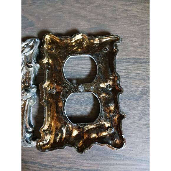 Vintage Brass Ornate Outlet Plates Set of 3 - Picture 4 of 4